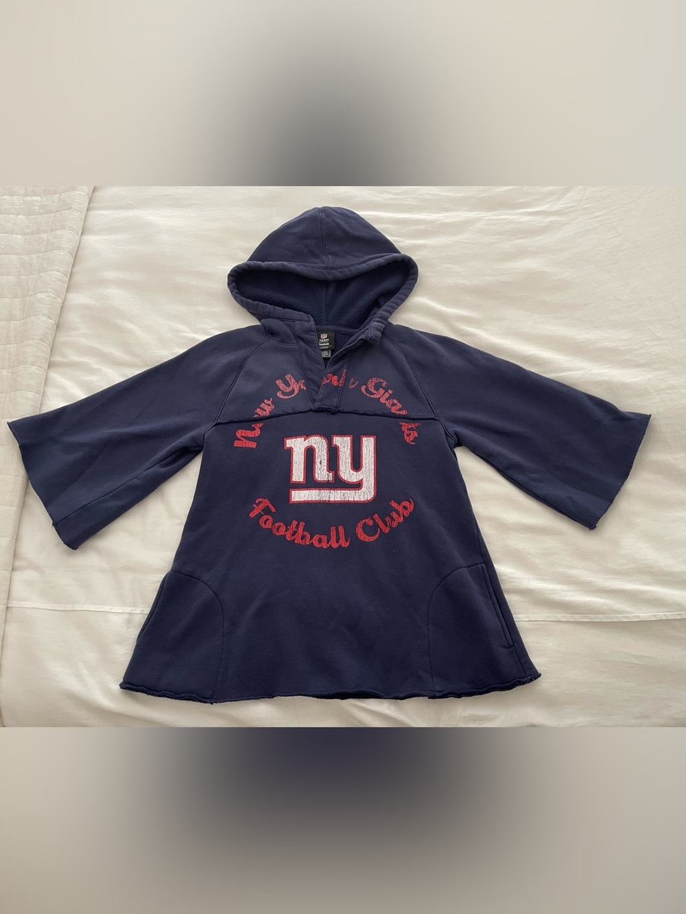 Reebok New York Giants Football Team Raw Hem Kimono Sleeve Sweatshirt Hoodie S